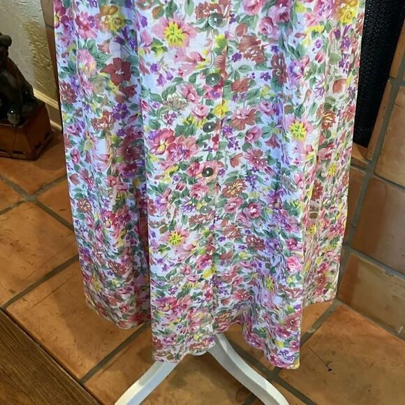 Chadwick’s Pink Floral Linen Button Up Midi Dress, 10! - Picture 4 of 8